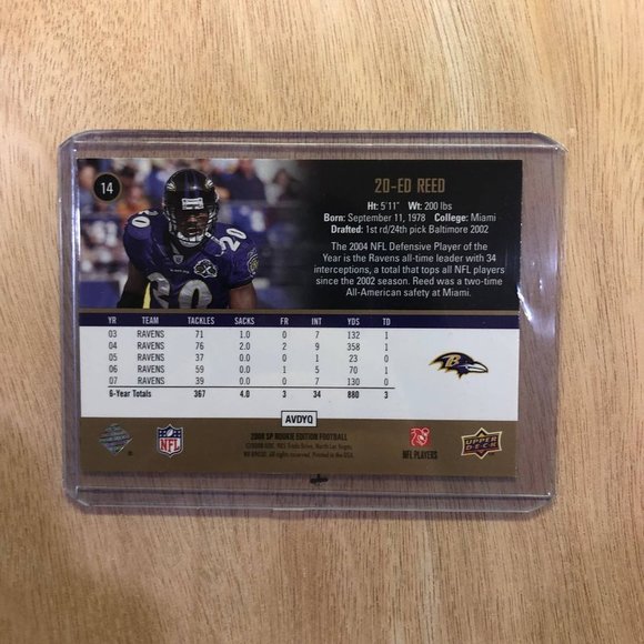 Ed Reed - Upper Deck Sports Card - Picture 2 of 2